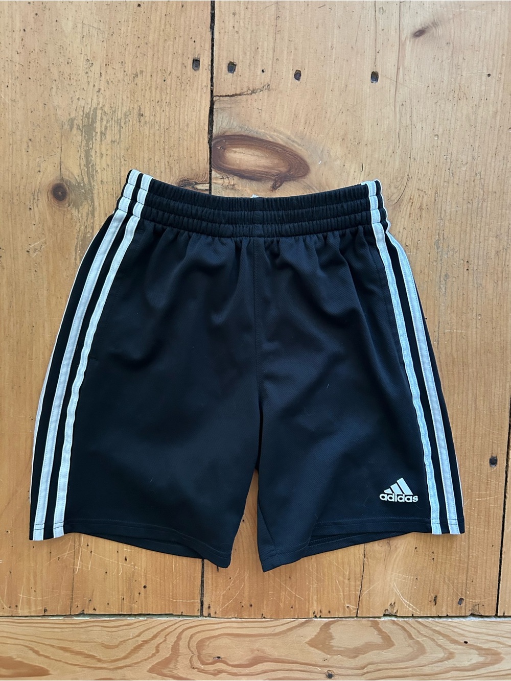 adidas Black Shorts with White Three-Stripes